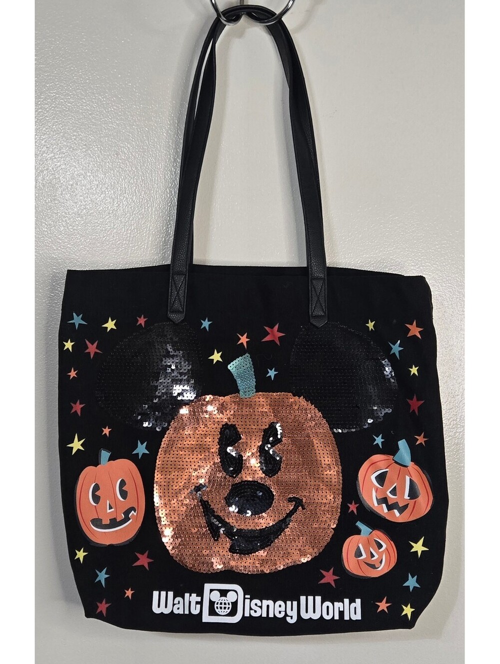 Disney Parks Halloween 2020 Mickey Pumpkin Sequin Tote Bag Walt Disney World